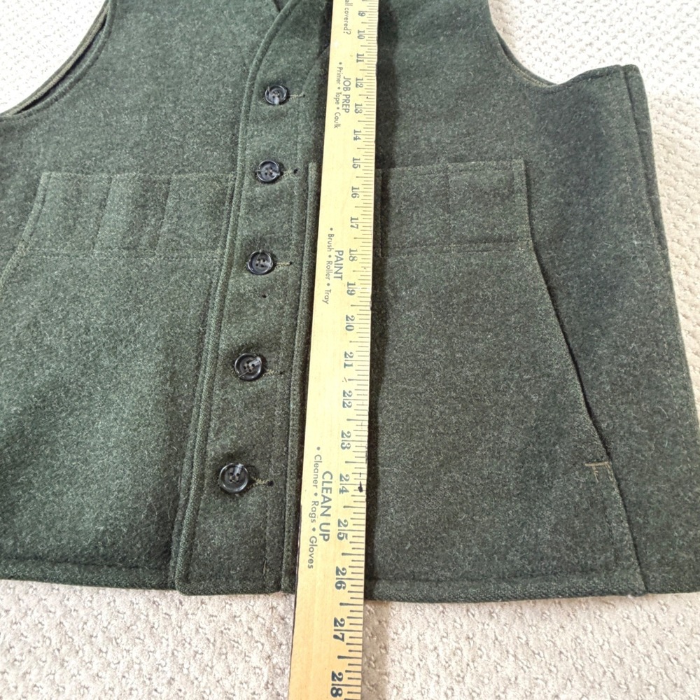 Vintage Filson Mackinaw Wool Vest *FLAWS* XL Forest Green Button Front Hunting - Picture 3 of 9